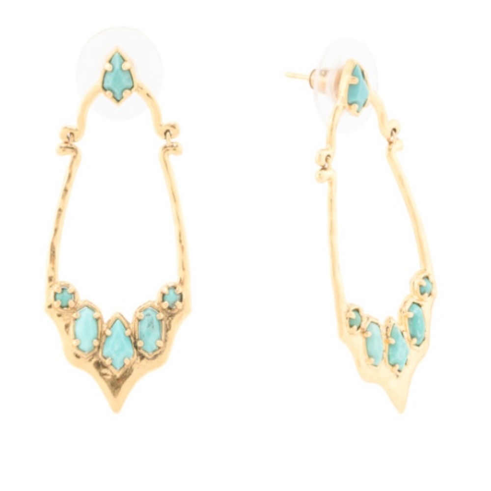 GOLD PLATED MONTANA TURQUOISE STATEMENT EARRINGS Kendra Scott NWT